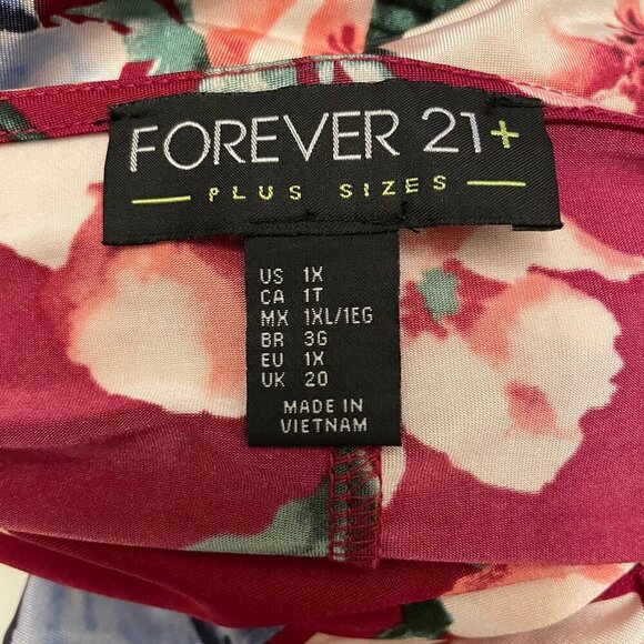 Forever 21+ Floral Low Cut V-Neck Floral 3/4 Sleeve Midi Dress Occasion Event XL - Picture 6 of 7